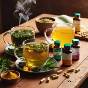 Bebidas funcionais: Chás e suplementos naturais.